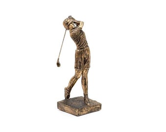 Vintage~Pewter~Old Lady~Golfer~Statue~Sculpture~4 12~Philip Kraczkowski~1980~Metal~Art~Fine Pewter~Gad Men Are Slow~Collectable~Pewter~