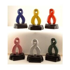 Awareness Ribbon w Optional Custom Engraving and Base, Military Awareness Ribbon Statue, Breast Cancer Awareness, Cancer Awareness Ribbon,