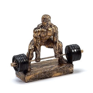 Weightlifting Powerlifter Deadlift Down with Optional Base + Personalized Custom Engraving, Weightlifter Statue, Weightlifting, Made in USA