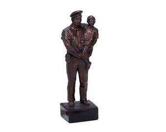 Police Officer and Child with Optional Base + Custom Personalized Engraving, Police Officer w Child, Policeman w Child, Police, Made in USA