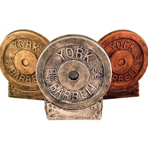 York Barbell Weight Plate w Optional Base + Personalized Custom Engraving, York Barbell, Weight Plate, Weightlifting, Bodybuilding, US Made