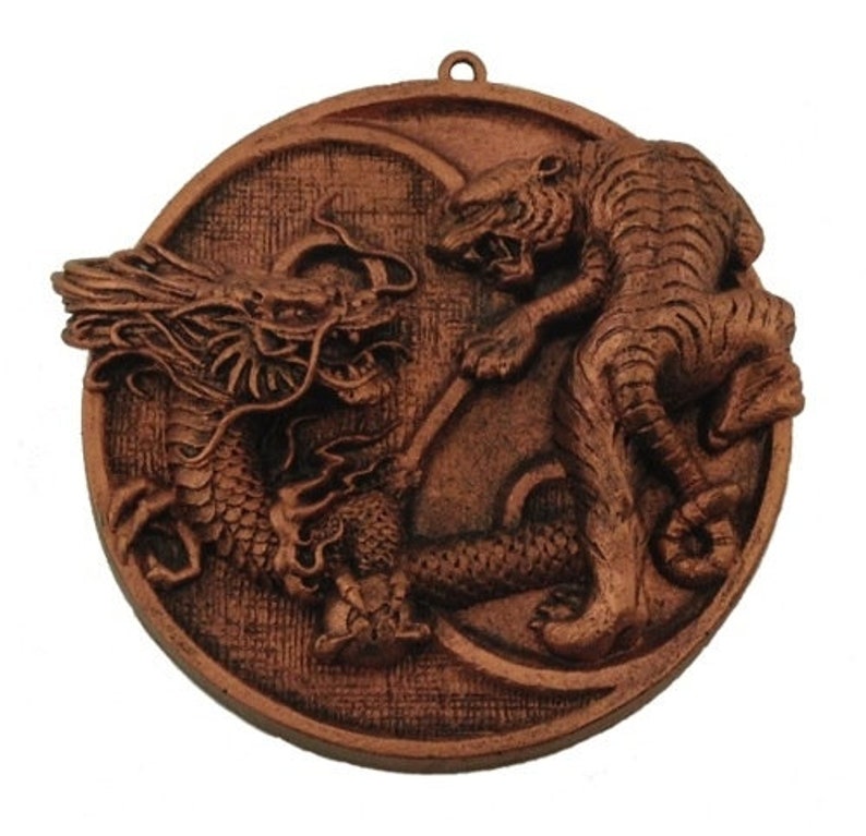 Martial Arts Medal w Optional Custom Engraving Custom Engraving Made in USA Martial Arts Tiger /& Dragon Medal Martial Arts Medal