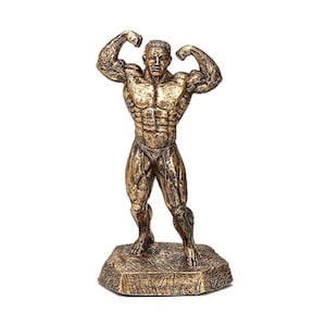 Bodybuilding Male Double Biceps w Optional Base + Custom Personalized Engraving, Custom Engraving, Bodybuilder, Bodybuilding, Made in USA