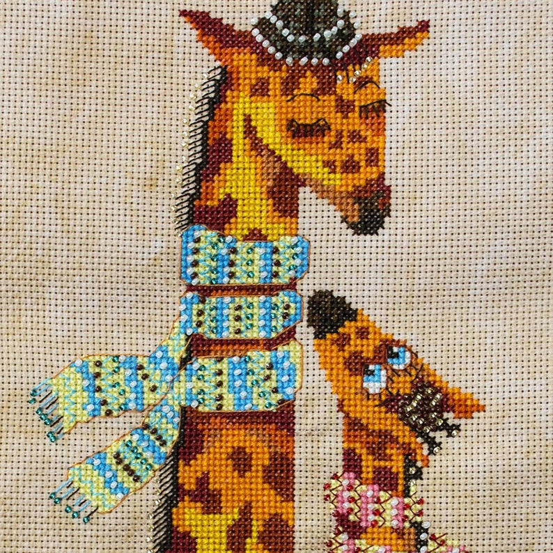 Giraffe Cross Stitch Giraffe Family Thread And Bead Embroidery Kit Cross Stitch Kit For Beginners Easy Cross Stitch Kit Kits Craft Supplies Tools Keyforrest Lt