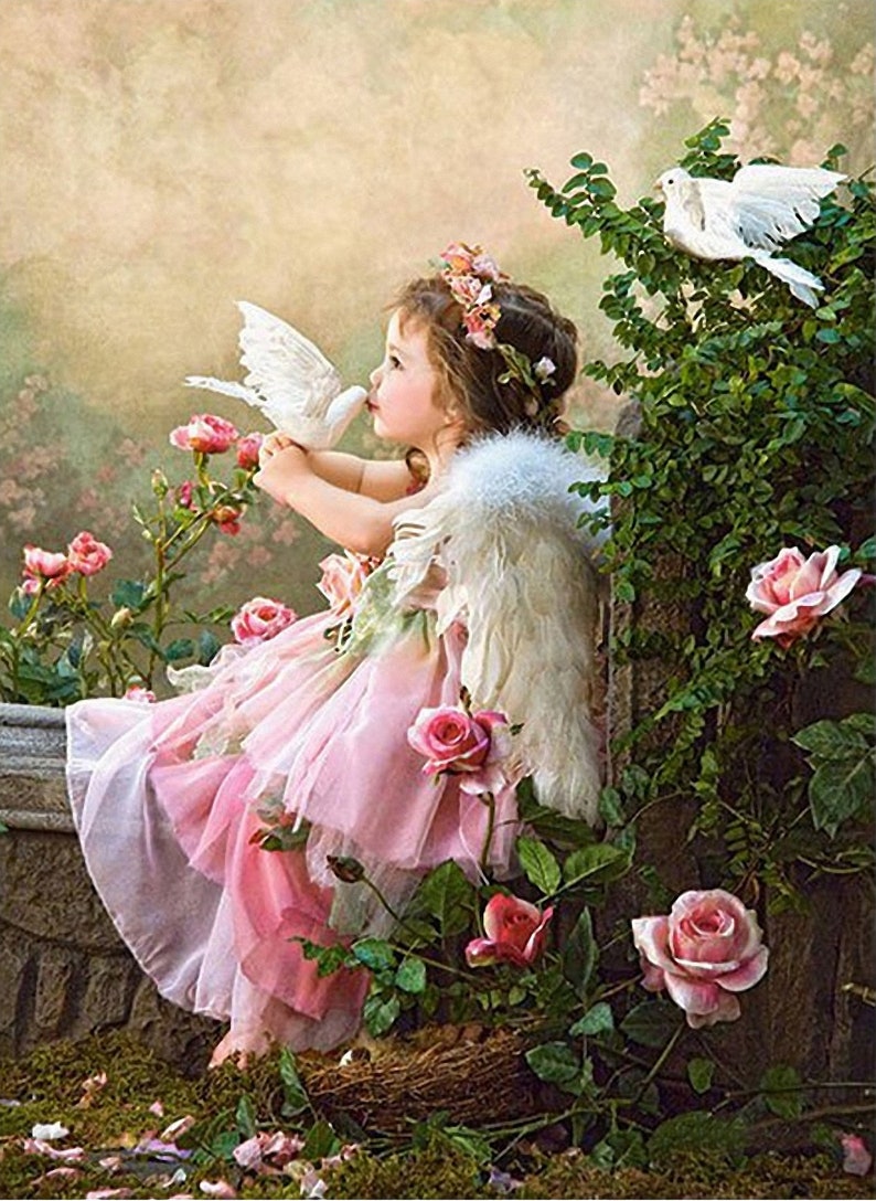 Diamond Painting Kit Diamond Embroidery 3D Diamond Painting Girl 5D Diamond Painting Kit Vintage Angel Diamond Painting Kit Full Drill