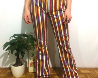 90s rainbow striped jeans