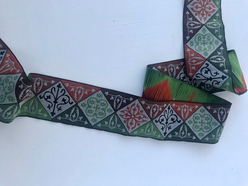 . 1 34 wide by 32 long Vintage jacquard ribbon trim not a full yard