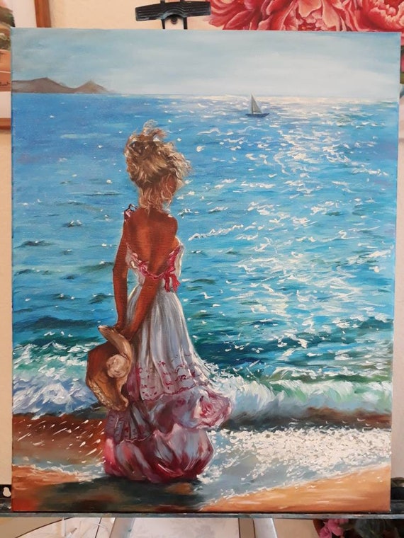 Sea Oil Painting Art Original Painting Girl By The Sea Etsy Sea Oil Painting Art Original Painting Girl By The Sea Etsy