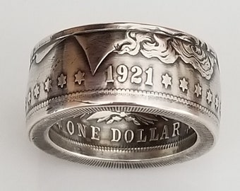 Anillo de plata Morgan de 1921 / Talla 10 1/2 / Anillo de plata / Regalo único / Joyería con monedas / Joyería Morgan