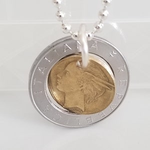 Italien Münze Halskette, | 500 Lire Italien Münze Halskette Italienische Münze Halskette | Münzschmuck | Einzigartiges Geschenk