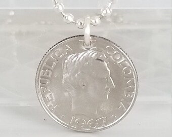 Colombia Coin Ketting | Colombiaanse Ketting | Colombia Sieraden | Uniek cadeau | reizen Cadeau