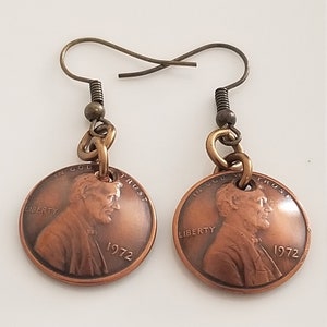 For 55th 1966 Copper US Penny Earrings | 55th Anniversary or | 55th Birthday Gift Coin Jewelry