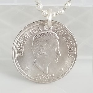 Colombia Coin Necklace | Colombia Jewelry | unique Gift | Travel gift