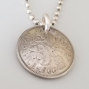 1966 UK Great Britain Coin Necklace | Queen Elizabeth the 2nd Pendant | Hand-Made Jewelry | Travel Gift Unique Gift