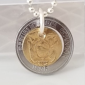 Ecuador Münze Halskette | Ecuador Schmuck | Einzigartiges Geschenk | Reise Geschenk