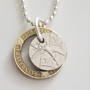 Collar de monedas de Francia / Collar de monedas de ángel / Joyería de monedas / Regalo único