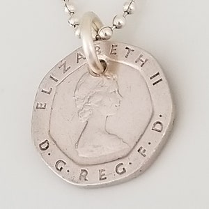 UK Great Britain Coin Necklace | Queen Elizabeth the 2nd Pendant | Hand-Made Jewelry | Travel Gift Unique Gift