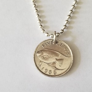 Bermuda 5 cents Coin Necklace | Coin Jewelry | Unique Gift | Bermuda Jewelry