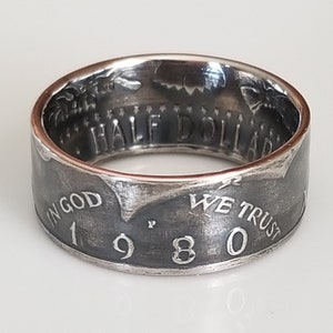 1980 JFK Half Dollar Coin Ring | Kennedy Coin Ring | Münzschmuck | Einzigartiges Geschenk