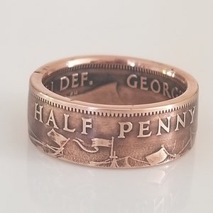 British Half Penny Coin Ring | Handmade Ring | Unique Gift | Travel gift