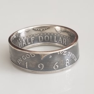 1968 Silver Half Dollar Coin Ring | JFK Half Dollar Coin Ring