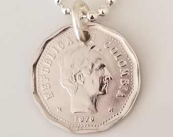 Colombia munt ketting | Colombiaanse ketting | Colombia-sieraden | Uniek cadeau | Reiscadeau