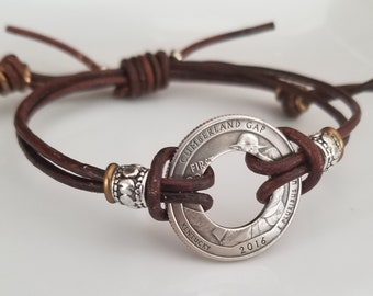 Park Quarter Bracelet | Coin Jewelry | Unique Gift | Leather Bracelet | Travel Souvenir