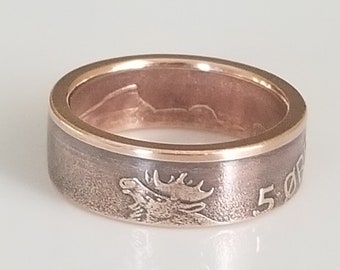 Norway Coin Ring ( Moose ) Norway 5 Ore Ring | Handmade Ring | Travel Ring | Unique Gift