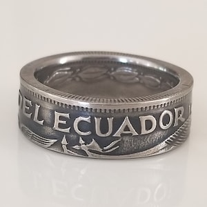 Ecuador Münze Ring | Ekuador Ring | Einzigartiges Geschenk | Reisegeschenk | Handgemachte Ring