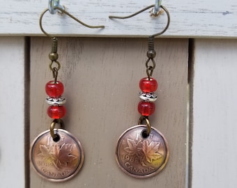 Boucles d’oreilles Penny canadiennes | Bijoux canadiens | Cadeau unique | Bijoux en pièces de monnaie