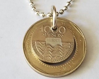 Colombiaanse muntketting van 1000 pesos | Muntaccessoires | Uniek cadeau | Munthanger | Colombiaanse sieraden | Munt sieraden