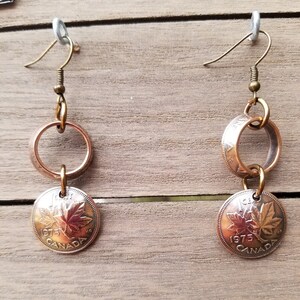1977 Canadian Penny Earrings | 43rd Birthday Gift | 43rd Anniversary Gift | Canadian Jewelry | Coin Jewelry | Unique Gift