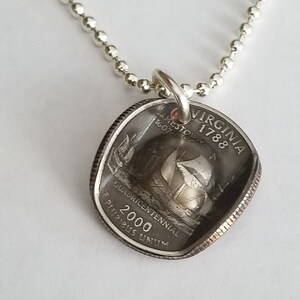Virginia State Coin Cowboy Hat Necklace | Souvenir | Wedding | Gifts | Unique | Coin Jewelry | Virginia Jewelry
