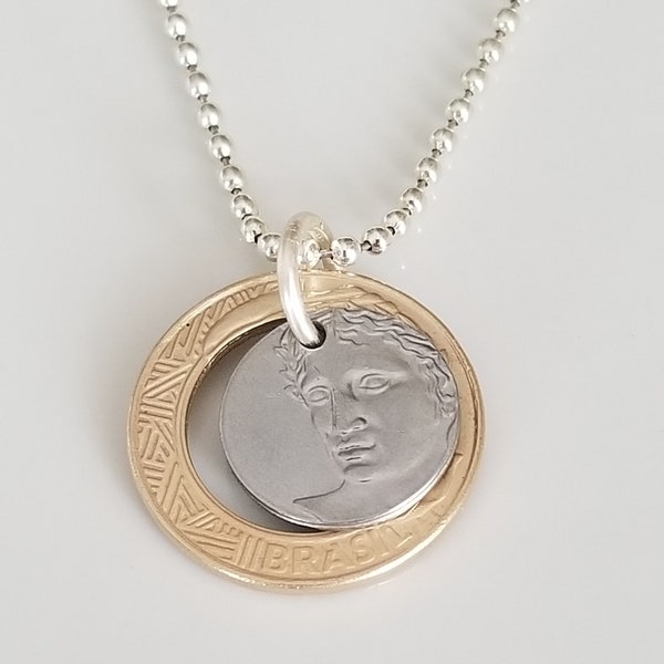 Brazil Coin Necklace | Brazil Coin Jewelry | Travel Gift | Unique Gift