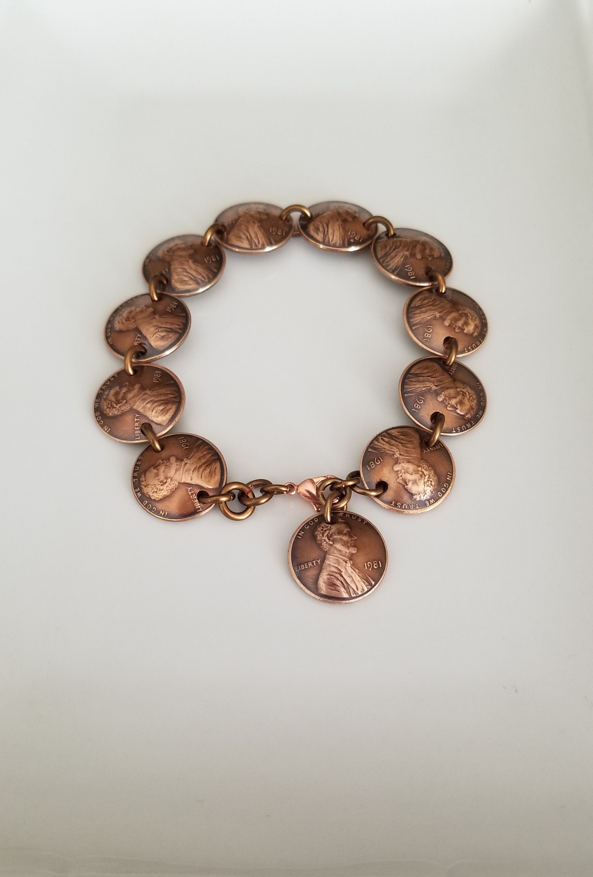 Custom, Made to Order Pick Your Years | Domed Penny Bracelet | Coin Jewelry |  Penny Jewelry | Unique Gift