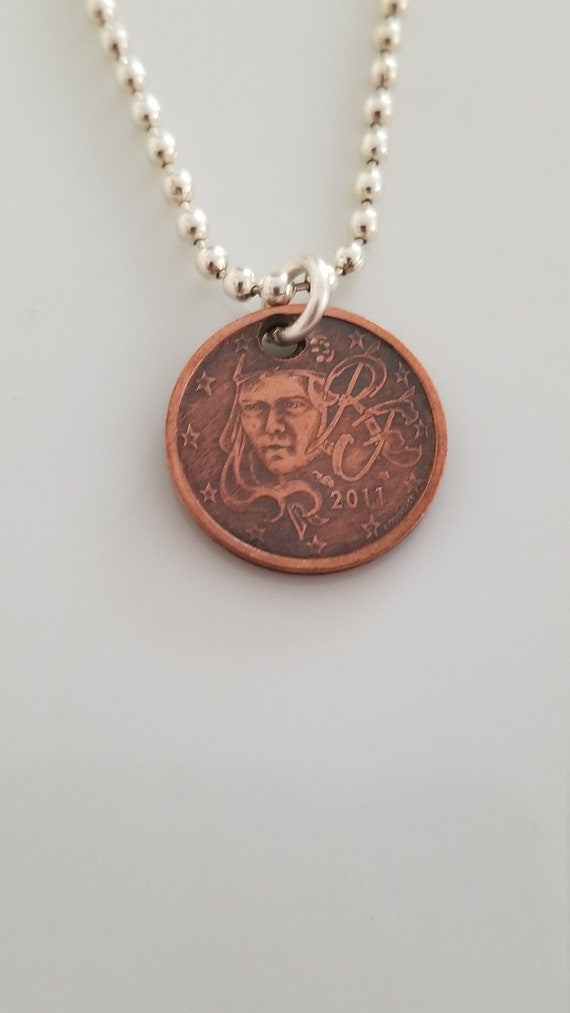 2011 France 2 Cents Euro Necklace Coin 