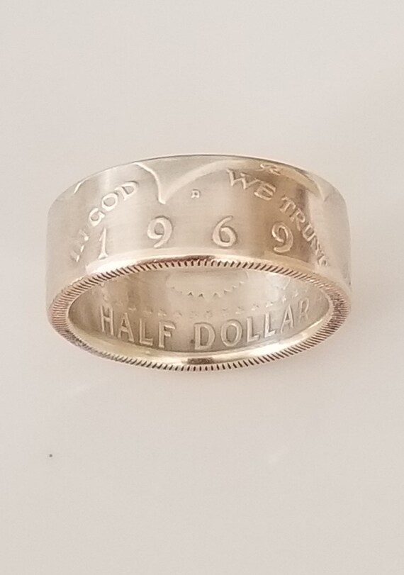 1969 Silver Half Dollar Coin Ring JFK Half Dollar Coin Ring Etsy