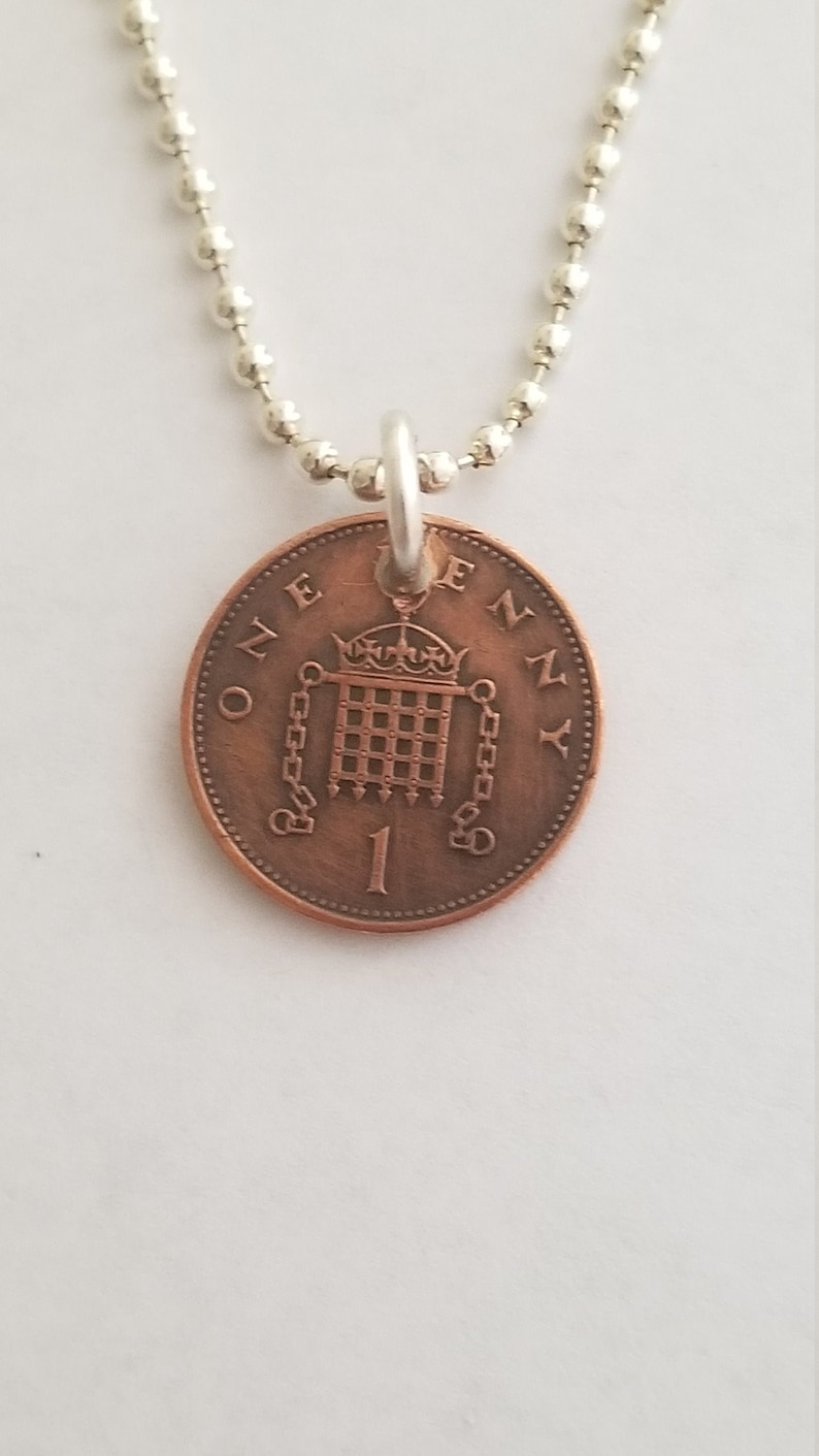 Coin Jewelry British Jewelry Penny Coin Necklace England Souvenir Unique Gift Queen Elizabeth Coin Pendant 1996 U.K