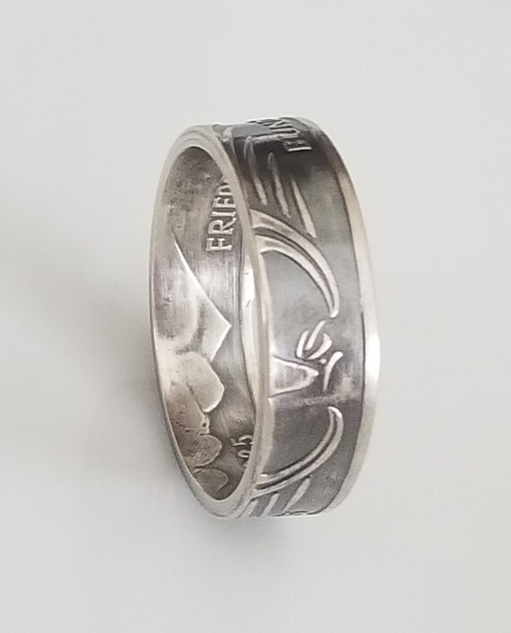 1963 West Germany 5 Mark Heiermann Coin Ring – Silver 625 – Handmade German Date Coin Ring-942321