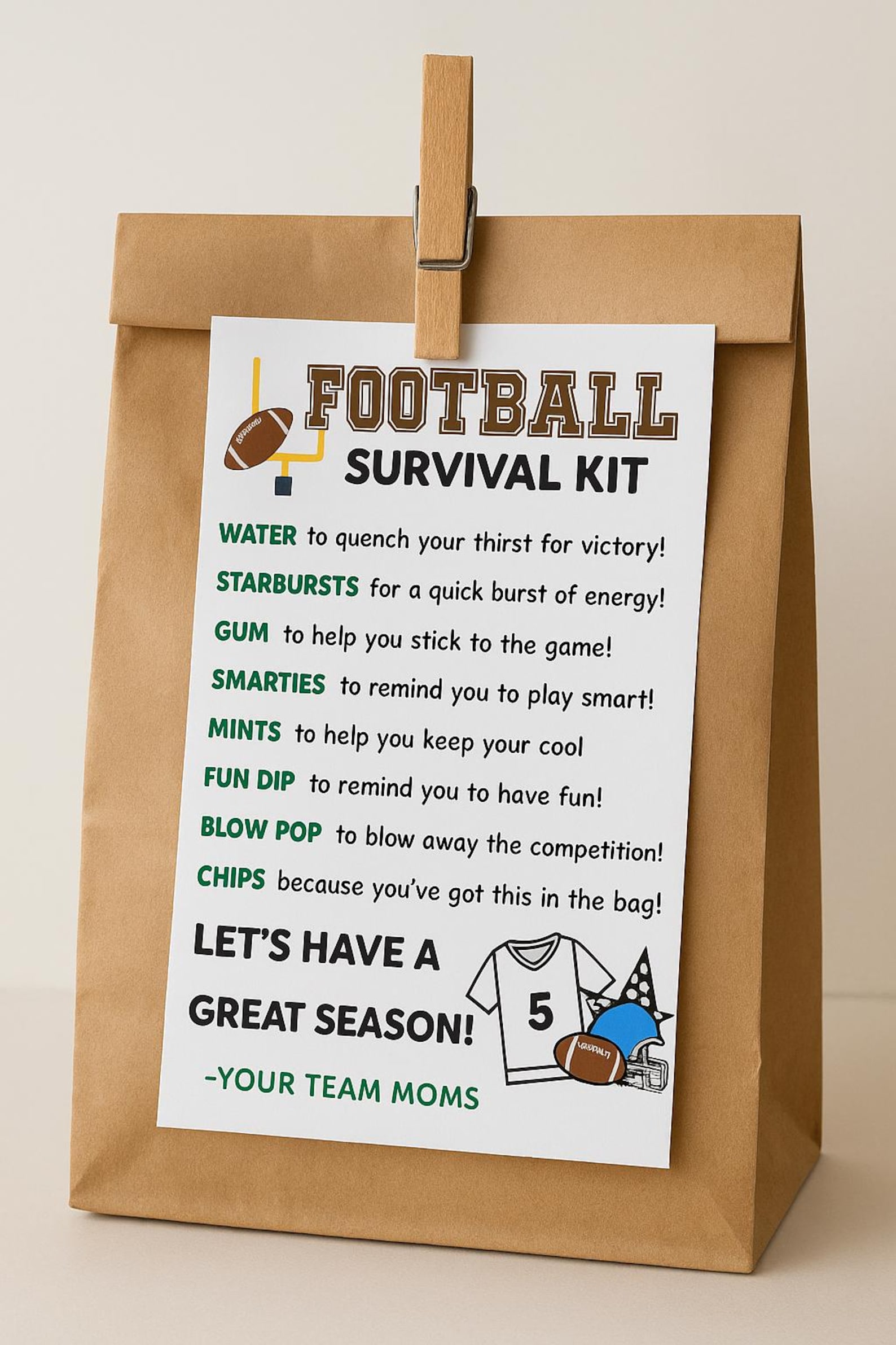 Football Survival Kit Bag Tag Template – Team Gift (digital Download ...