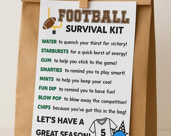Football Survival Kit Bag Tag Template – Team Gift (Digital Download)