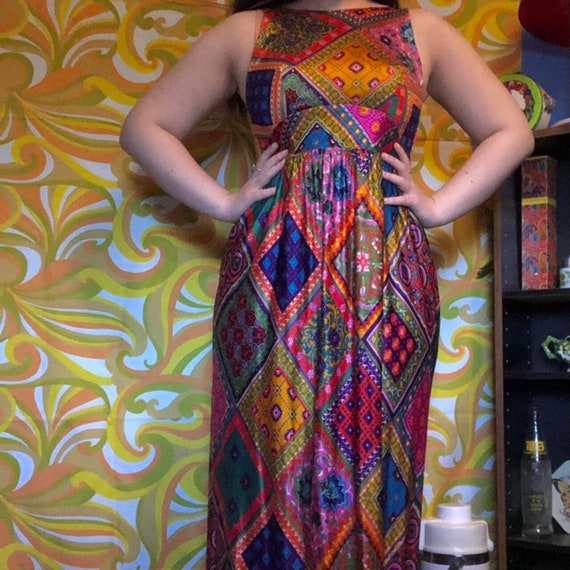 Authentic Vintage 60s Psychedelic Dress! - image 1