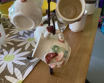Authentic Vintage 1970s Dead Stock Mushroom Mugs+Mug Tree!