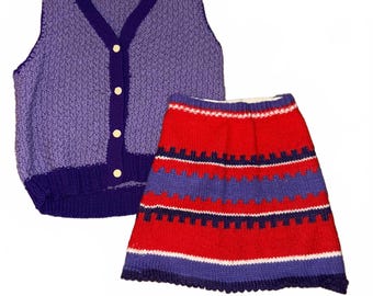 Authentic Vintage 1970s Crocheted Vest And Skirt!