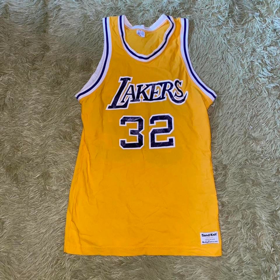 Authentic Vtg. 70s/80s Los Angeles Lakers Kareem Abdul Jabbar Sand Knit  Jersey