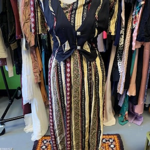 Authentic Vintage 1990s Striped Dress With Attached Vest!