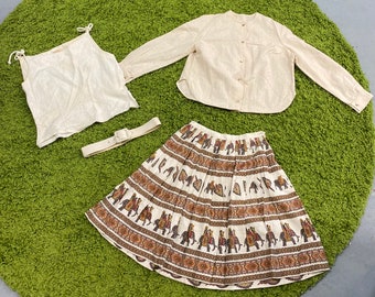 Authentic Vintage 60s Novelty Jacket,Shirt,Skirt,And Belt!