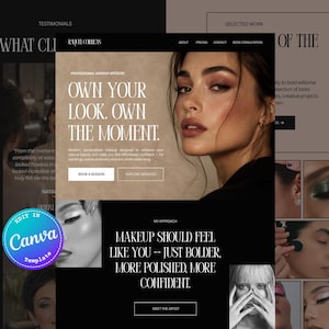 Makeup Artist Portfolio Website | Premium Canva Website Template - One-Page Design (Free Hosting)