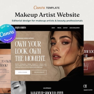 Makeup Artist Portfolio Website - Beauty Studio | Canva Website Template - One-Page Design