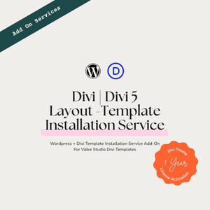 Divi/Divi 5 - Wordpress Template Installation Service Add-On | 1 Year Divi Theme License Included
